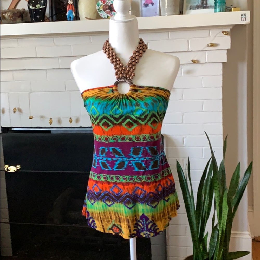 Wooden beaded halter top